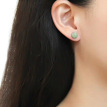 Load image into Gallery viewer, TK3548 - High polished (no plating) Stainless Steel Earrings with Top Grade Crystal  in Peridot