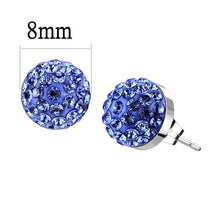 Load image into Gallery viewer, TK3550 - High polished (no plating) Stainless Steel Earrings with Top Grade Crystal  in Sapphire