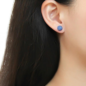 TK3550 - High polished (no plating) Stainless Steel Earrings with Top Grade Crystal  in Sapphire