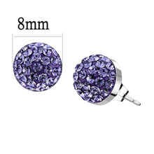 Load image into Gallery viewer, TK3551 - High polished (no plating) Stainless Steel Earrings with Top Grade Crystal  in Tanzanite