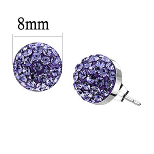 TK3551 - High polished (no plating) Stainless Steel Earrings with Top Grade Crystal  in Tanzanite