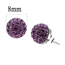 Load image into Gallery viewer, TK3552 - High polished (no plating) Stainless Steel Earrings with Top Grade Crystal  in Amethyst