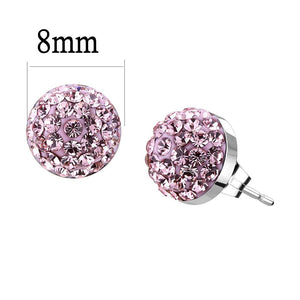TK3554 - High polished (no plating) Stainless Steel Earrings with Top Grade Crystal  in Light Rose