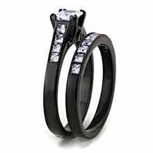 Load image into Gallery viewer, TK3555 - IP Black(Ion Plating) Stainless Steel Ring with AAA Grade CZ  in Clear