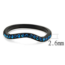 Load image into Gallery viewer, TK3557 - IP Black(Ion Plating) Stainless Steel Ring with Top Grade Crystal  in Blue Zircon