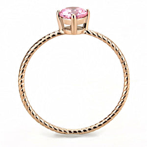 TK3558 - IP Rose Gold(Ion Plating) Stainless Steel Ring with AAA Grade CZ  in Rose