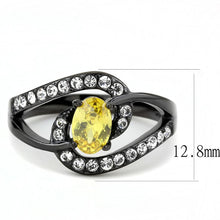 Load image into Gallery viewer, TK3571 - IP Black(Ion Plating) Stainless Steel Ring with AAA Grade CZ  in Topaz