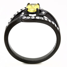 Load image into Gallery viewer, TK3571 - IP Black(Ion Plating) Stainless Steel Ring with AAA Grade CZ  in Topaz