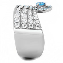 Load image into Gallery viewer, TK3572 - No Plating Stainless Steel Ring with AAA Grade CZ  in Sea Blue