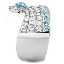 Load image into Gallery viewer, TK3572 - No Plating Stainless Steel Ring with AAA Grade CZ  in Sea Blue