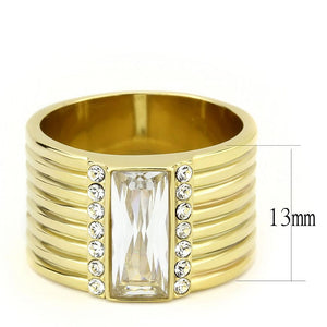 TK3581 - IP Gold(Ion Plating) Stainless Steel Ring with AAA Grade CZ  in Clear