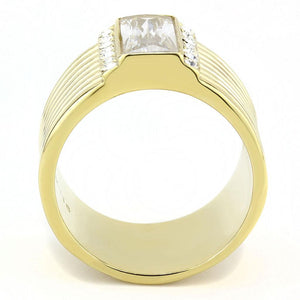 TK3581 - IP Gold(Ion Plating) Stainless Steel Ring with AAA Grade CZ  in Clear
