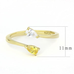 TK3586 - IP Gold(Ion Plating) Stainless Steel Ring with AAA Grade CZ  in Topaz