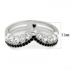 TK3588 - No Plating Stainless Steel Ring with Top Grade Crystal  in Clear