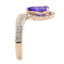 Load image into Gallery viewer, TK3589 - IP Rose Gold(Ion Plating) Stainless Steel Ring with AAA Grade CZ  in Tanzanite