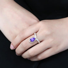Load image into Gallery viewer, TK3589 - IP Rose Gold(Ion Plating) Stainless Steel Ring with AAA Grade CZ  in Tanzanite