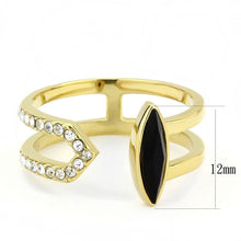 Load image into Gallery viewer, TK3591 - IP Gold(Ion Plating) Stainless Steel Ring with Top Grade Crystal  in Jet