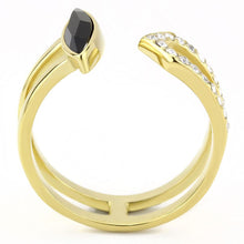 Load image into Gallery viewer, TK3591 - IP Gold(Ion Plating) Stainless Steel Ring with Top Grade Crystal  in Jet