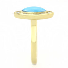 Load image into Gallery viewer, TK3592 - IP Gold(Ion Plating) Stainless Steel Ring with Synthetic Turquoise in Turquoise