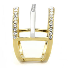 Load image into Gallery viewer, TK3593 - Two-Tone IP Gold (Ion Plating) Stainless Steel Ring with Top Grade Crystal  in Clear