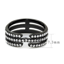 Load image into Gallery viewer, TK3594 - IP Black(Ion Plating) Stainless Steel Ring with Top Grade Crystal  in Clear