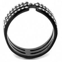 Load image into Gallery viewer, TK3594 - IP Black(Ion Plating) Stainless Steel Ring with Top Grade Crystal  in Clear
