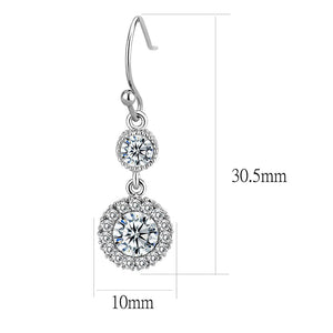 TK3602 - High polished (no plating) Stainless Steel Earrings with AAA Grade CZ  in Clear