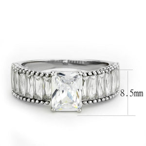 TK3608 - No Plating Stainless Steel Ring with AAA Grade CZ  in Clear