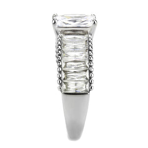 TK3608 - No Plating Stainless Steel Ring with AAA Grade CZ  in Clear