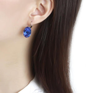TK3614 - No Plating Stainless Steel Earrings with Top Grade Crystal  in Sapphire