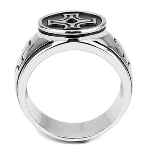 TK3617 - High polished (no plating) Stainless Steel Ring with Top Grade Crystal  in Jet