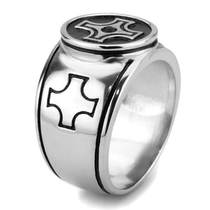 TK3617 - High polished (no plating) Stainless Steel Ring with Top Grade Crystal  in Jet