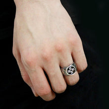 Load image into Gallery viewer, TK3617 - High polished (no plating) Stainless Steel Ring with Top Grade Crystal  in Jet