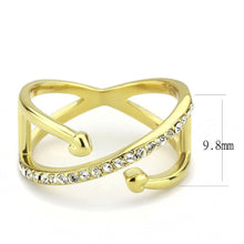 Load image into Gallery viewer, TK3625 - IP Gold(Ion Plating) Stainless Steel Ring with Top Grade Crystal  in Clear
