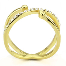 Load image into Gallery viewer, TK3625 - IP Gold(Ion Plating) Stainless Steel Ring with Top Grade Crystal  in Clear