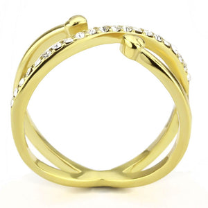 TK3625 - IP Gold(Ion Plating) Stainless Steel Ring with Top Grade Crystal  in Clear