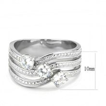 Load image into Gallery viewer, TK3633 - High polished (no plating) Stainless Steel Ring with AAA Grade CZ  in Clear