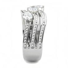 Load image into Gallery viewer, TK3633 - High polished (no plating) Stainless Steel Ring with AAA Grade CZ  in Clear