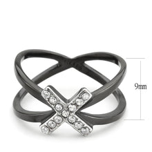 Load image into Gallery viewer, TK3635 - Two-Tone IP Black (Ion Plating) Stainless Steel Ring with AAA Grade CZ  in Clear
