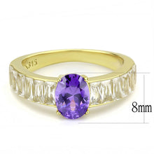 Load image into Gallery viewer, TK3641 - IP Gold(Ion Plating) Stainless Steel Ring with AAA Grade CZ  in Tanzanite