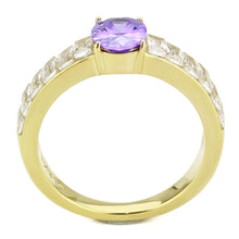 Load image into Gallery viewer, TK3641 - IP Gold(Ion Plating) Stainless Steel Ring with AAA Grade CZ  in Tanzanite