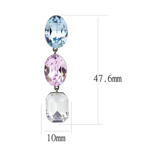 TK3644 - High polished (no plating) Stainless Steel Earrings with Top Grade Crystal  in Multi Color