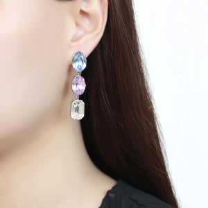 TK3644 - High polished (no plating) Stainless Steel Earrings with Top Grade Crystal  in Multi Color
