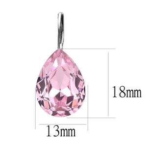 TK3645 - High polished (no plating) Stainless Steel Earrings with Top Grade Crystal  in Light Rose