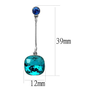 TK3646 - High polished (no plating) Stainless Steel Earrings with Top Grade Crystal  in Blue Zircon