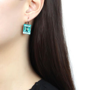 TK3649 - High polished (no plating) Stainless Steel Earrings with Top Grade Crystal  in Sea Blue