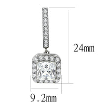 Load image into Gallery viewer, TK3651 - High polished (no plating) Stainless Steel Earrings with AAA Grade CZ  in Clear