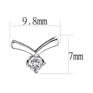 TK3657 - High polished (no plating) Stainless Steel Earrings with AAA Grade CZ  in Clear