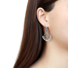 Load image into Gallery viewer, TK3664 - High polished (no plating) Stainless Steel Earrings with AAA Grade CZ  in Clear