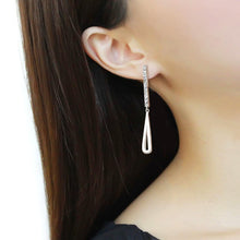 Load image into Gallery viewer, TK3678 - High polished (no plating) Stainless Steel Earrings with AAA Grade CZ  in Clear